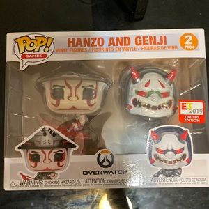 funko POP! of genji and hanzo from overwatch